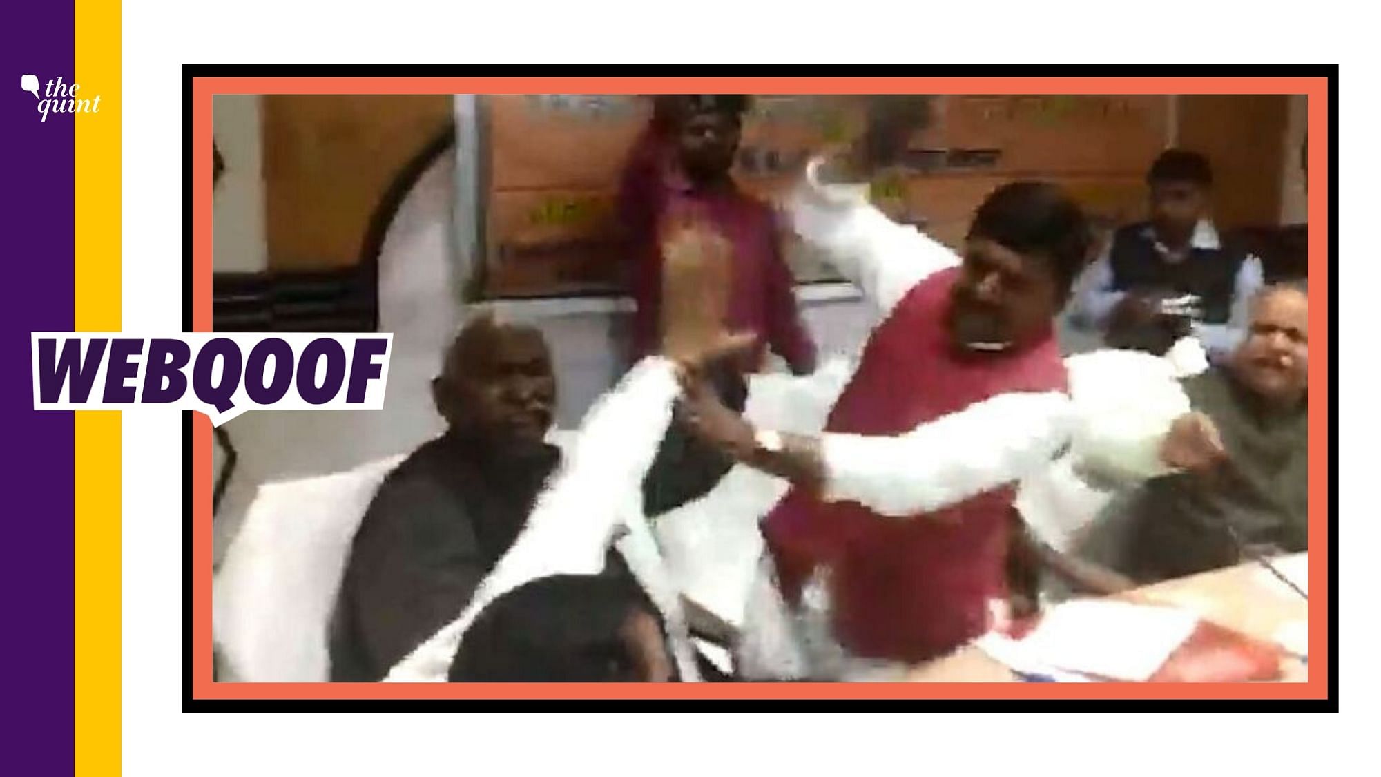Fight between UP BJP lawmakers shared as AAP leaders quarreling.