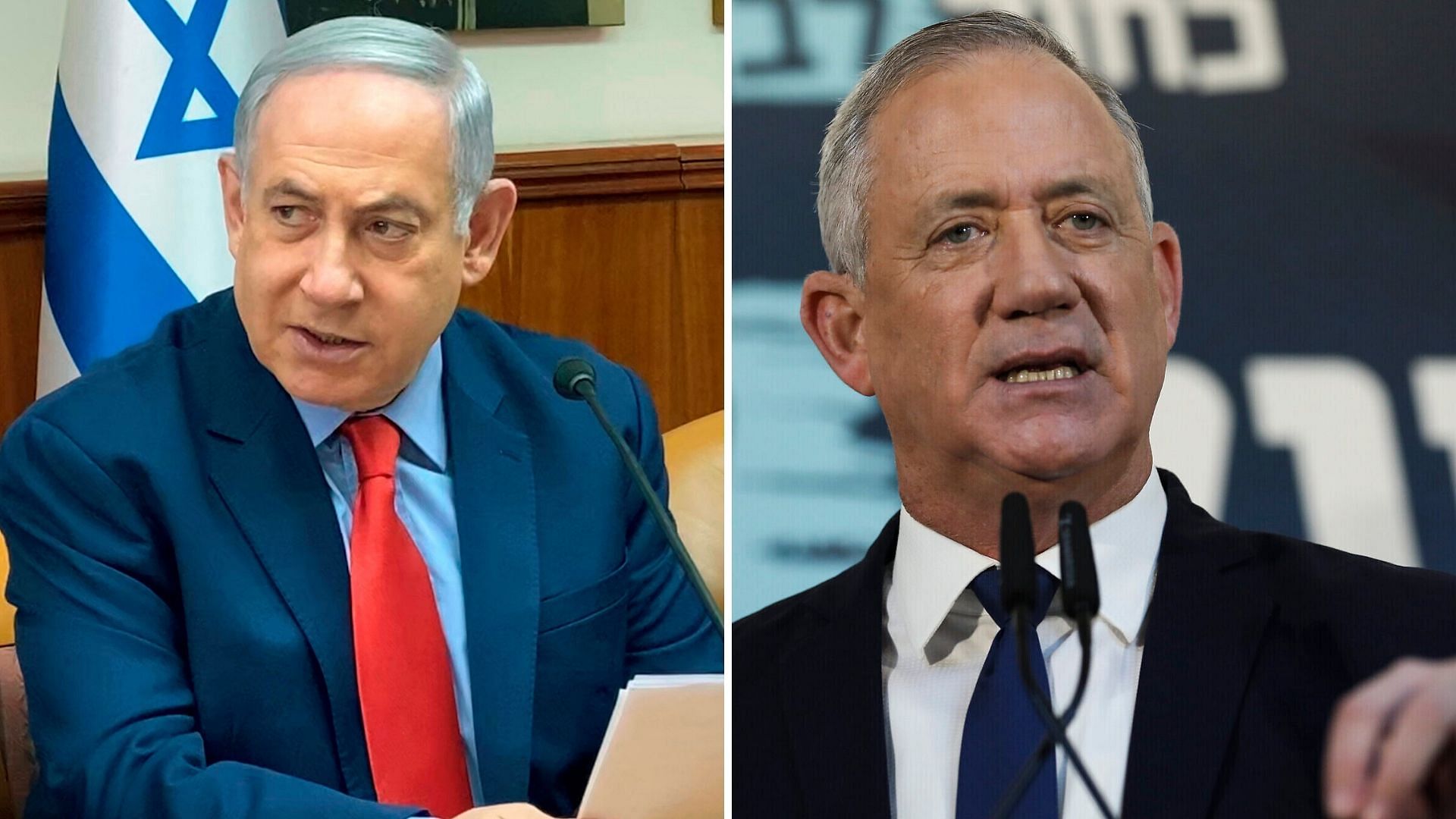 Israel Prime Minister Benjamin Netanyahu; Israeli opposition leader Benny Gantz