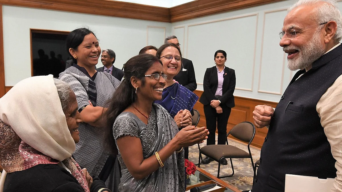 The seven women achievers shared their life journeys and interacting with the followers of the prime minister. 