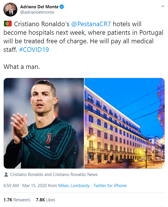 Spokesperson of Ronaldo’s hotel in Lisbon in Portugal denied hat the hotel was going to be transformed into a hotel.