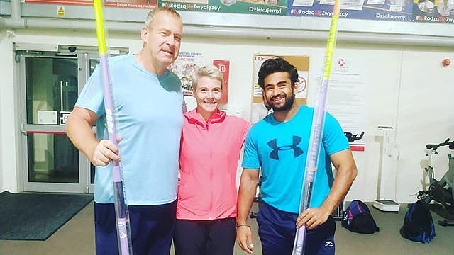 Shivpal Singh with his German coach Uwe Hohn.