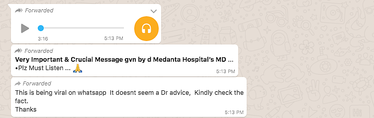 Audio on COVID-19 ‘Cure’ Falsely Linked to Medanta Hospital’s MD