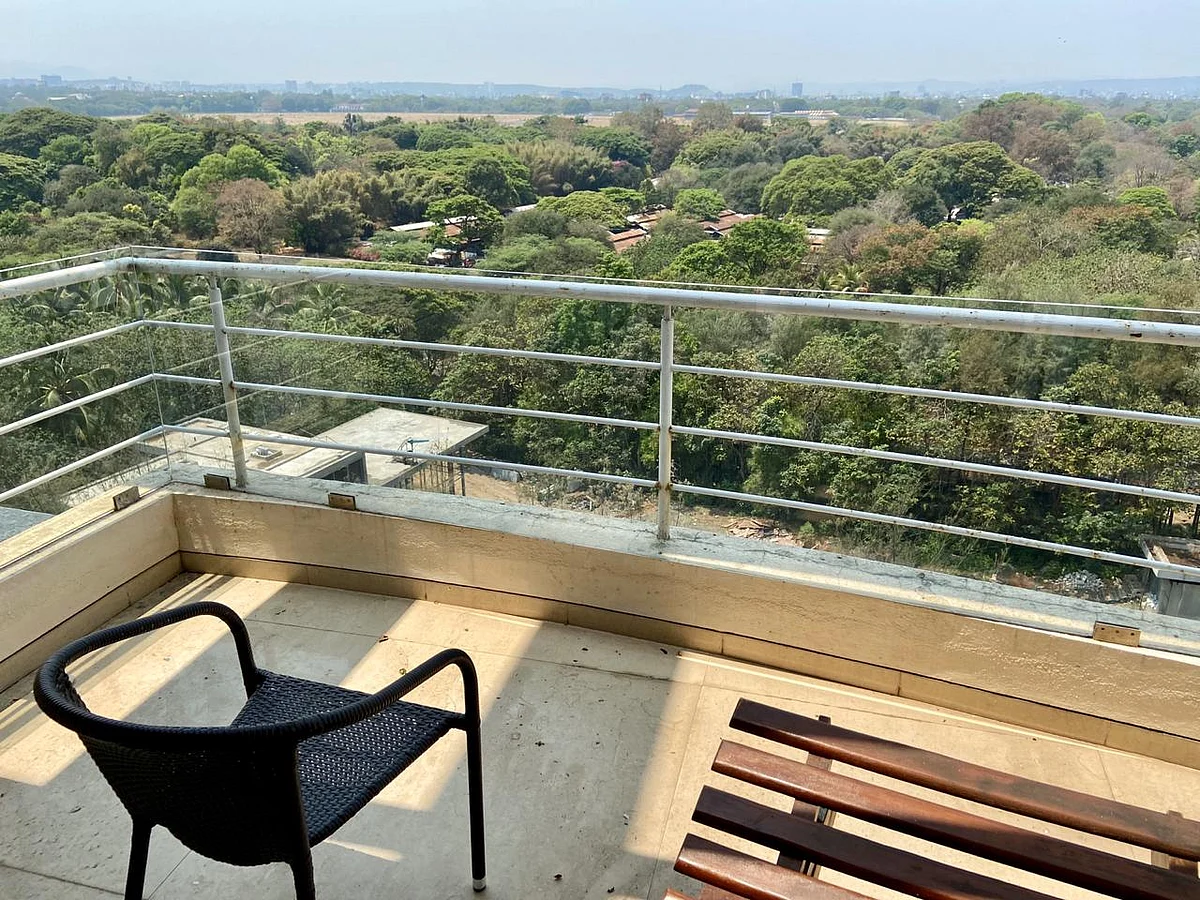 The balcony is used for a change in scenery.