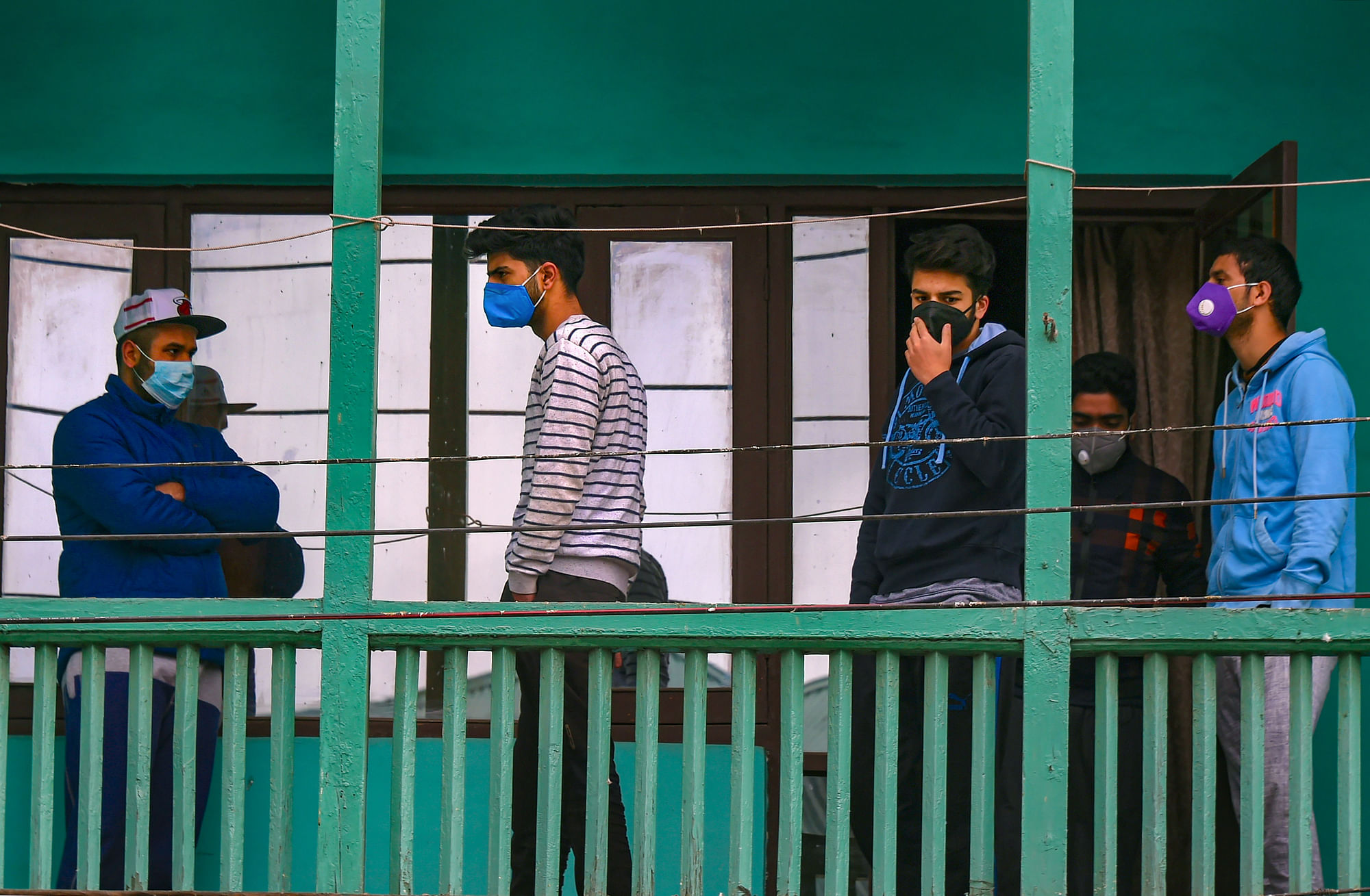Students who recently returned from the Covid-19 hit countries at a quarantine facility, to mitigate the spread of coronavirus, in Srinagar, Sunday, March 22, 2020.&nbsp;