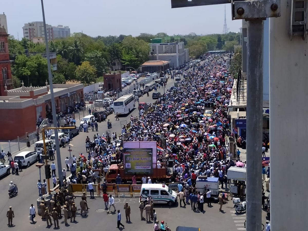 Amid coronavirus fears, at least 3,000 people took to the streets in Chennai to protest CAA and NRC.