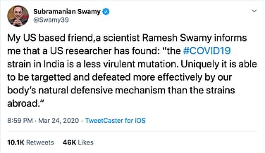 Fact Check Experts Deny Swamy S Claim That Covid 19 Is Less Virulent In India Surgeon by profession,politician by passion. covid 19 is less virulent in india