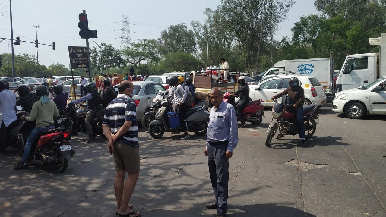 Traffic jam at the Delhi Border