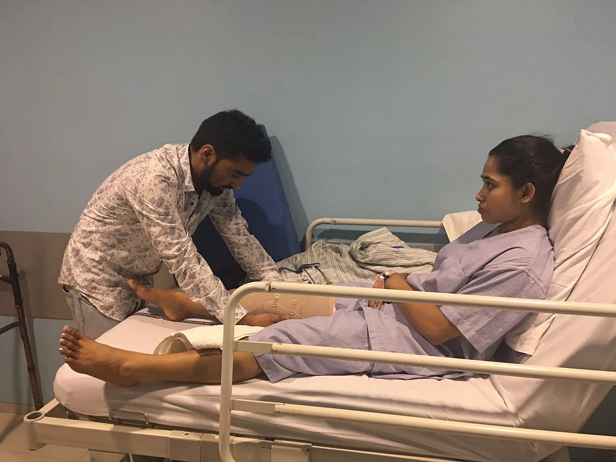 Dipa Karmakar posted this picture on Twitter in April 2017 after she underwent a surgery for her injured ACL.