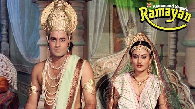 Arun Govil and Deepika Chikhalia as Ram and Sita in <i>Ramayan</i>.
