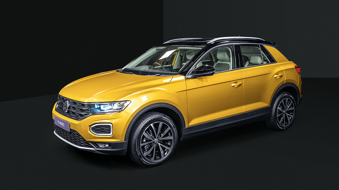 The Volkswagen T-Roc is available in six colours including dual-tone options. 