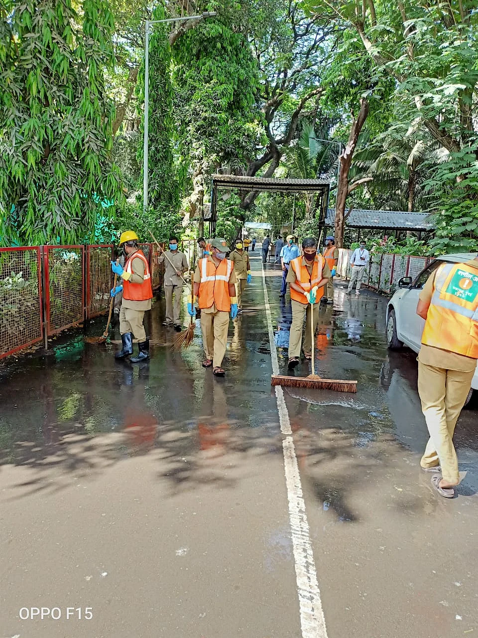 MCGM workers clean Kasturba Hospital.