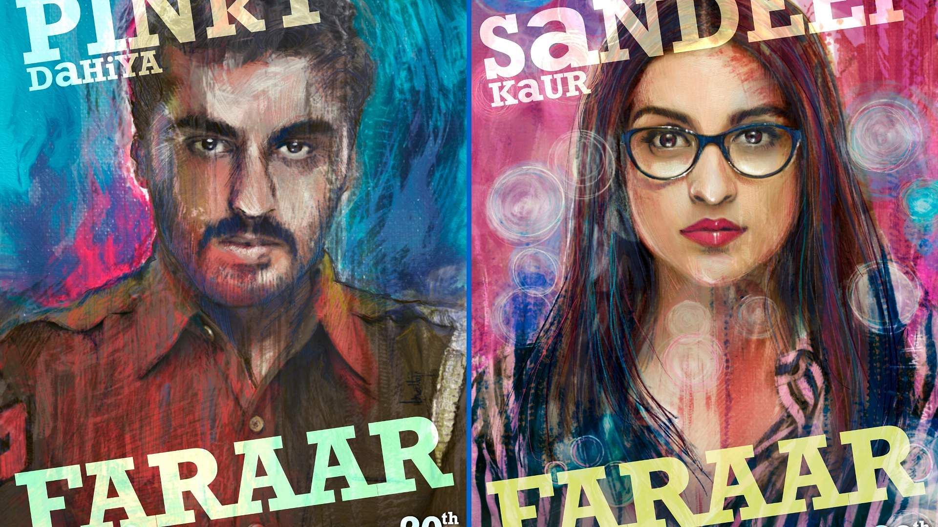 Arjun Kapoor and Parineeti Chopra in posters for <i>Sandeep Aur Pinky Faraar</i>.