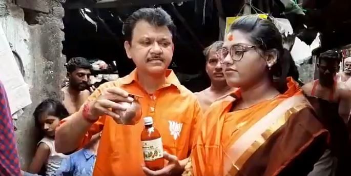  BJP activist Narayan Chatterjee organised a cow-urine consumption event.