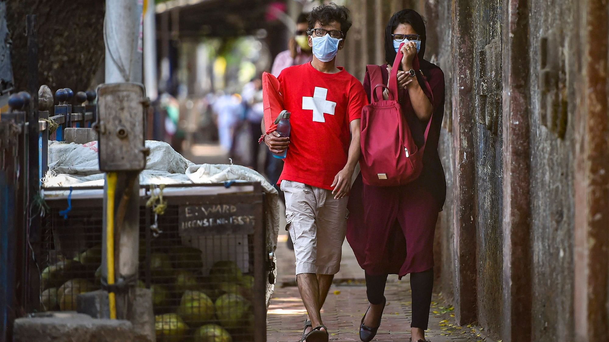 Mumbai: Visitors wear protective masks outside the Special Isolation Ward set up to provide treatment to novel coronavirus COVID-19 patients.