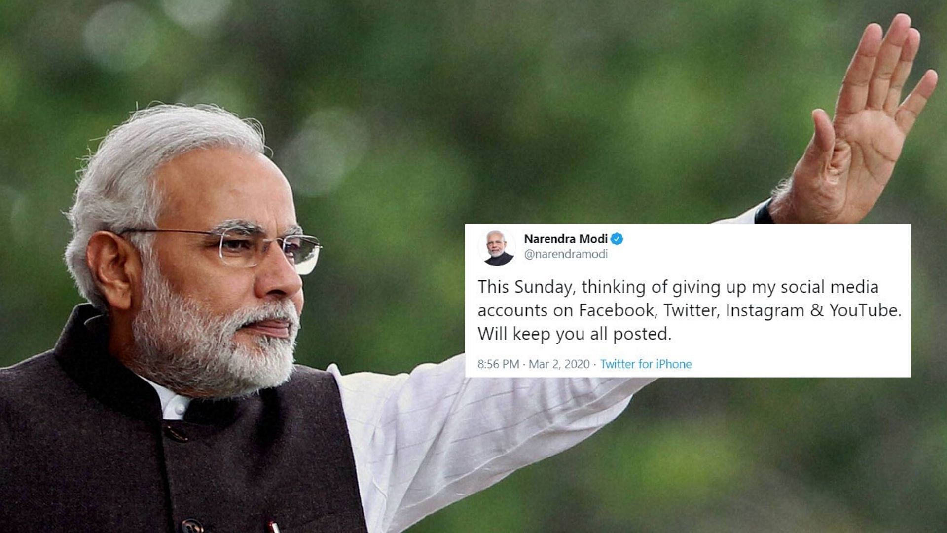 Whether the PM is thinking of quitting social media for good or just for Sunday is not clear.
