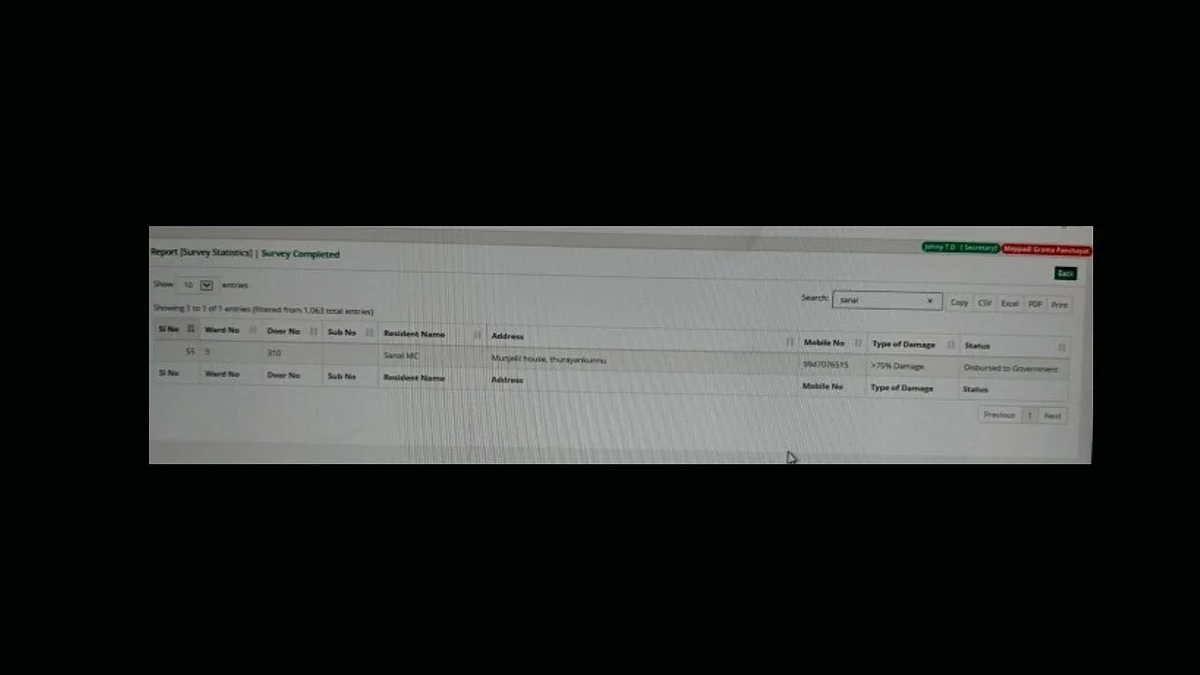 Screenshot of the amount approved for Sanal 