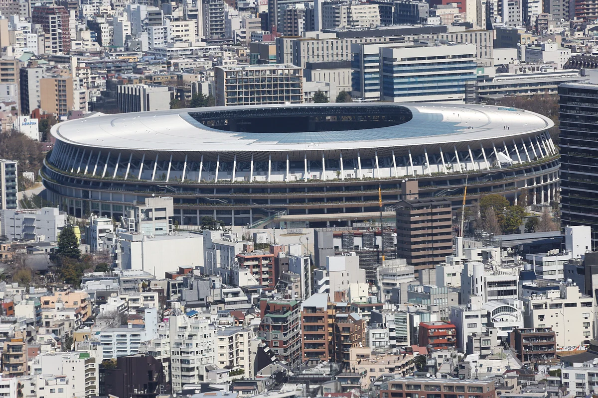 Tokyo’s New National Stadium, a venue designed for the opening and closing ceremonies for the Tokyo 2020 Olympics.