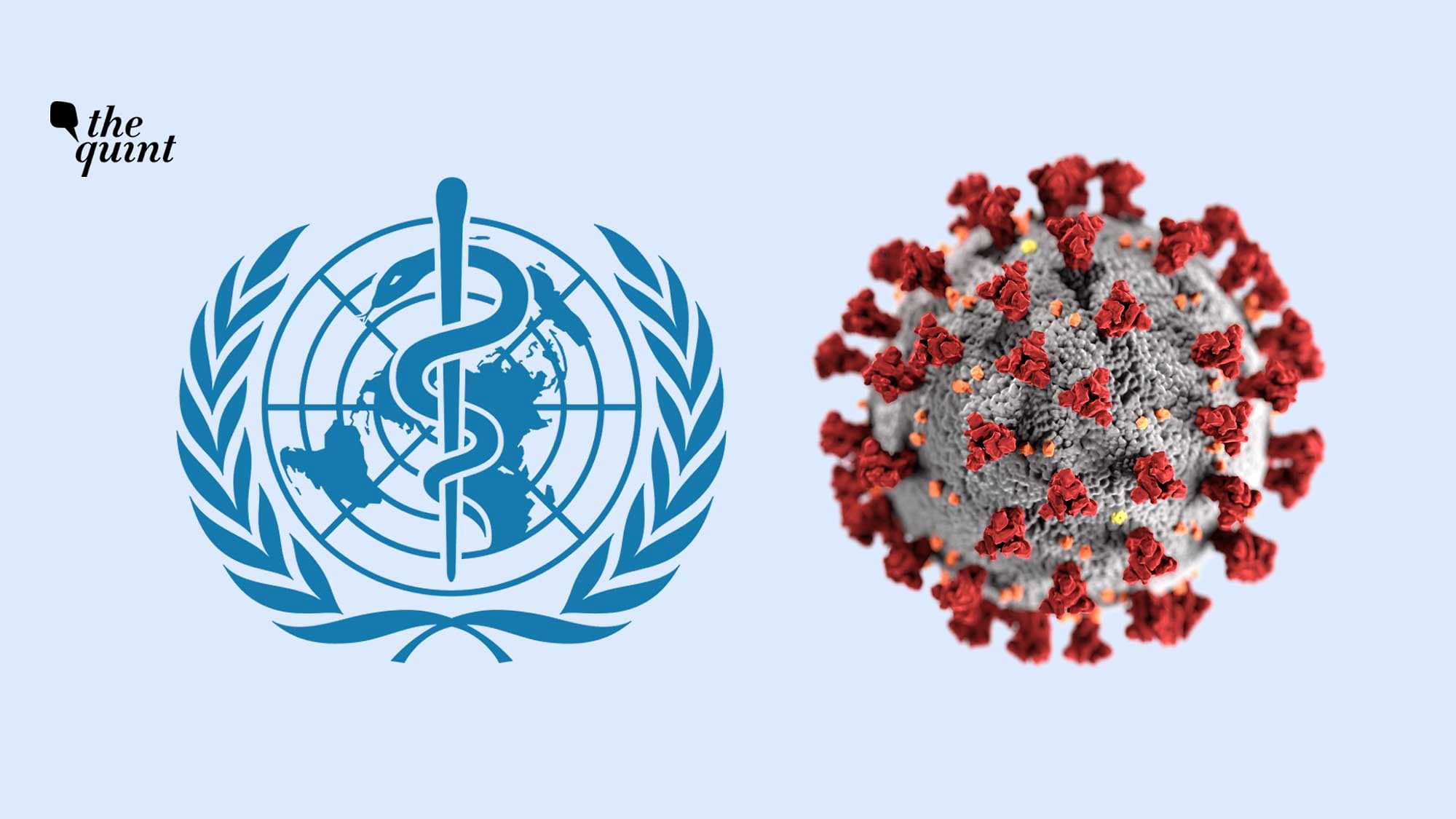 Image of World Health Organization (WHO) symbol and the coronavirus used for representational purposes.