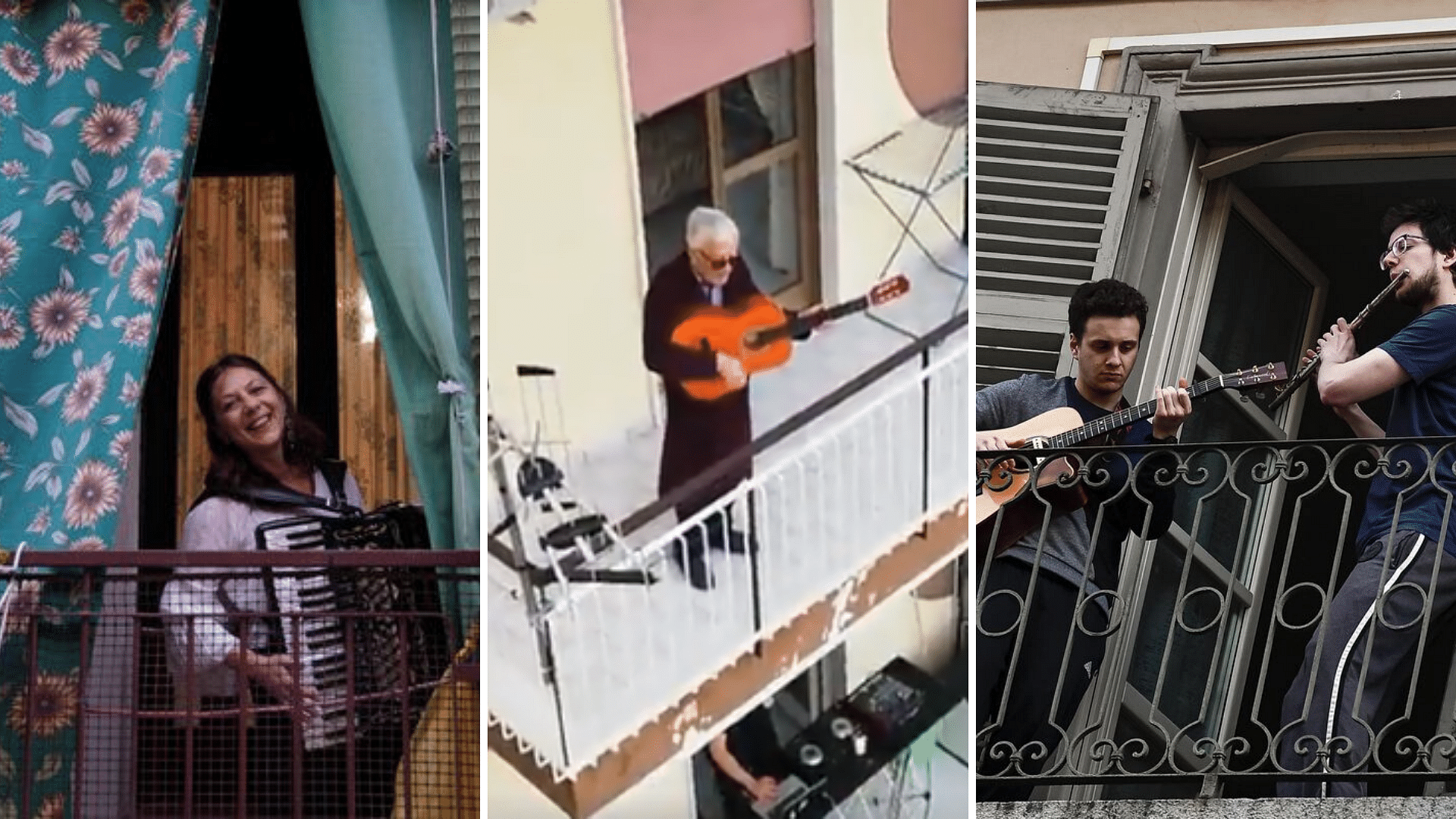 From balcony-jamming to fitness routines, Italians are getting creative.