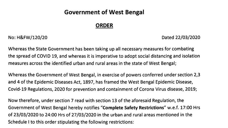 West Bengal Invokes Epidemic Act Imposes Safety Restrictions