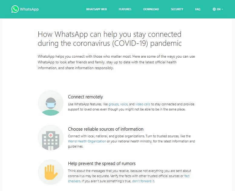 WhatsApp has launched a new Information Hub on Coronavirus, to prevent spread of misinformation about the disease.