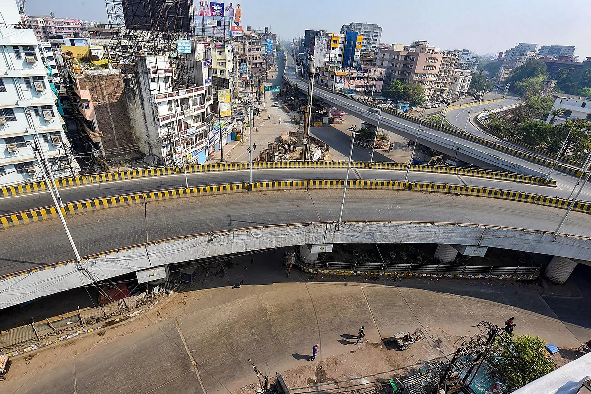 Chiraiyatand Bridge in Patna wears a deserted look.
