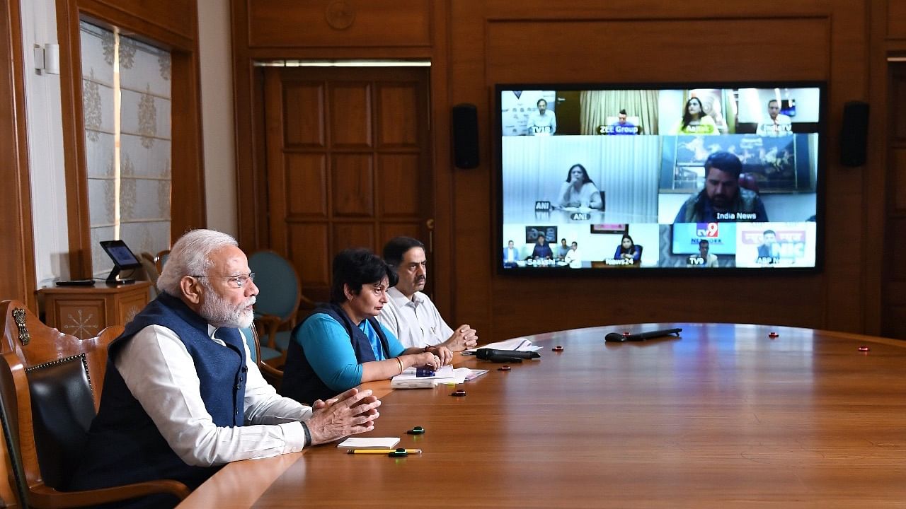 PM Modi interacted with media representatives through a video conference on Monday, 23 March.