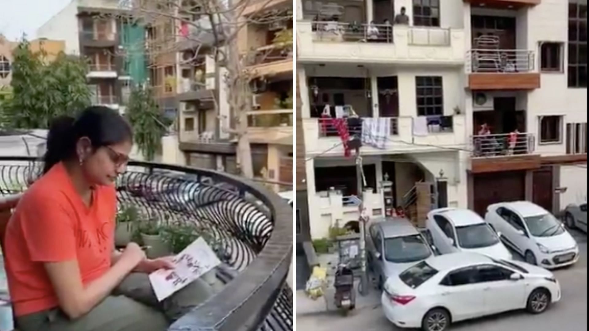 Residents get creative with a game of balcony tambola in Delhi.