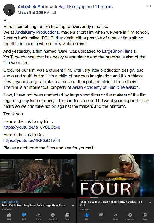 Abhishek Rai’s Facebook post.