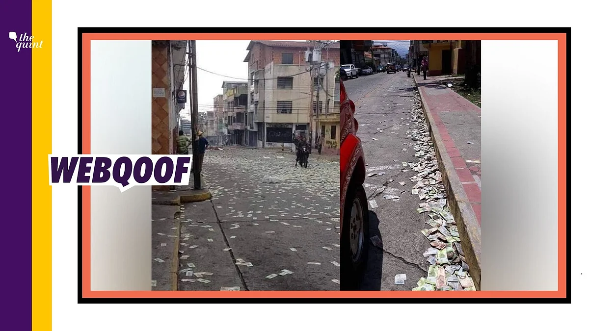 A set of images are viral on social media with the false claim that relatives of people who died in Italy due to COVID-19 are throwing money on the streets.