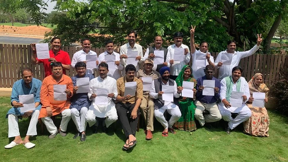 MP Congress MLAs at Prestige Golfshire Club, off Devanahalli in Bengaluru.