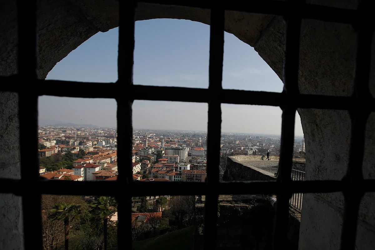 In this photo taken on Tuesday, March 17, 2020, a view of Bergamo, the heart of the hardest-hit province in Italy’s hardest-hit region of Lombardy, Italy.