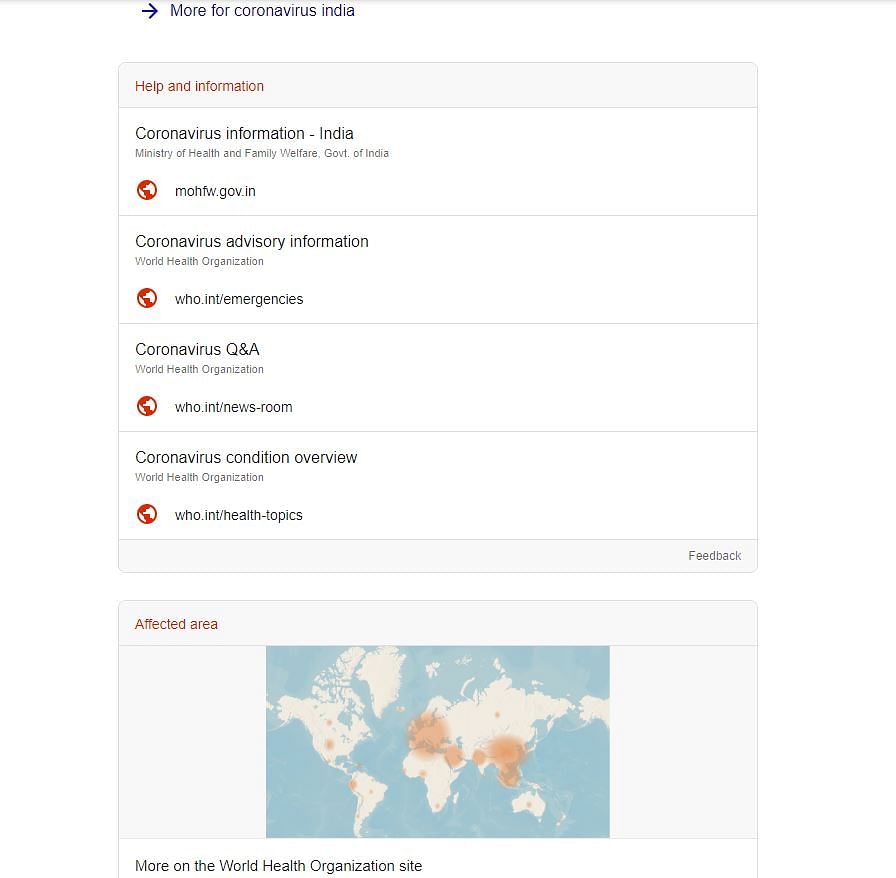 Google Issues Coronavirus SOS and Helplines