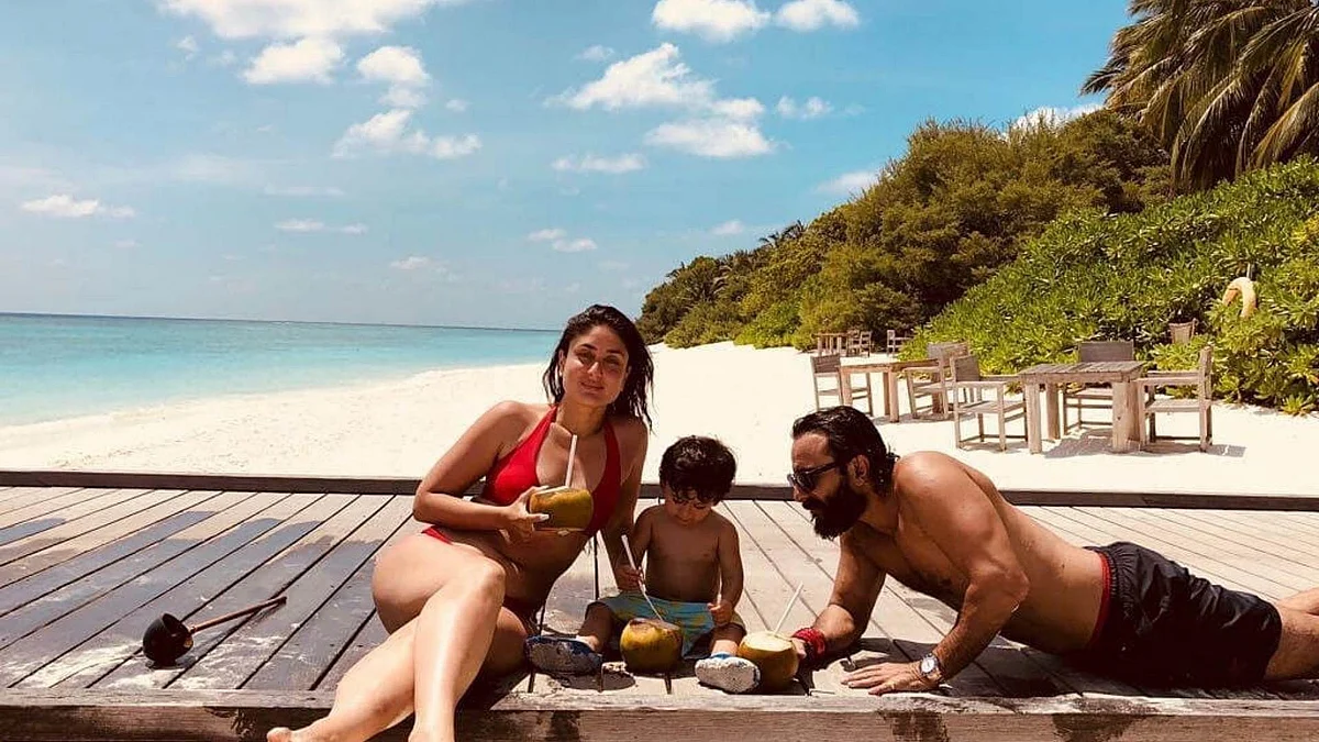 Kareena Kapoor Khan with Saif Ali Khan and Taimur.