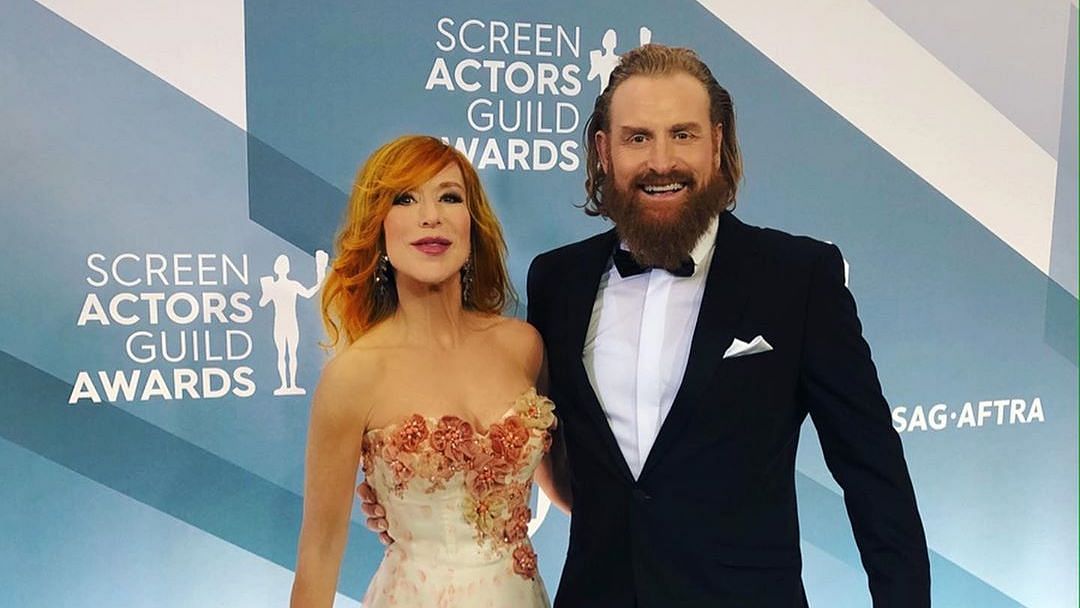 Actor Kristofer Hivju with his wife.