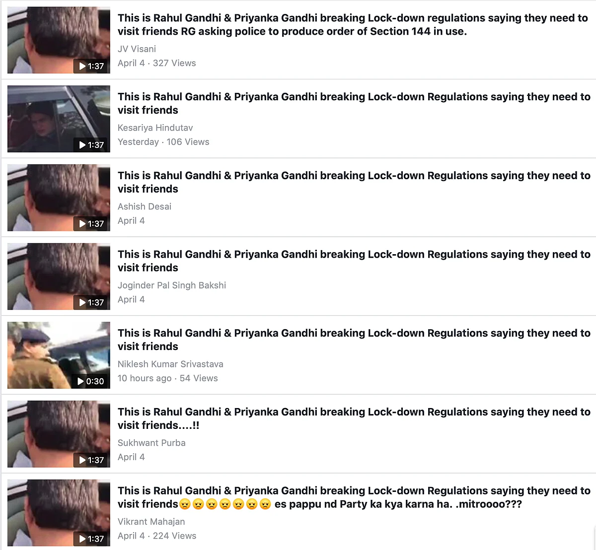 Screenshot of the video being circulated on Facebook. 