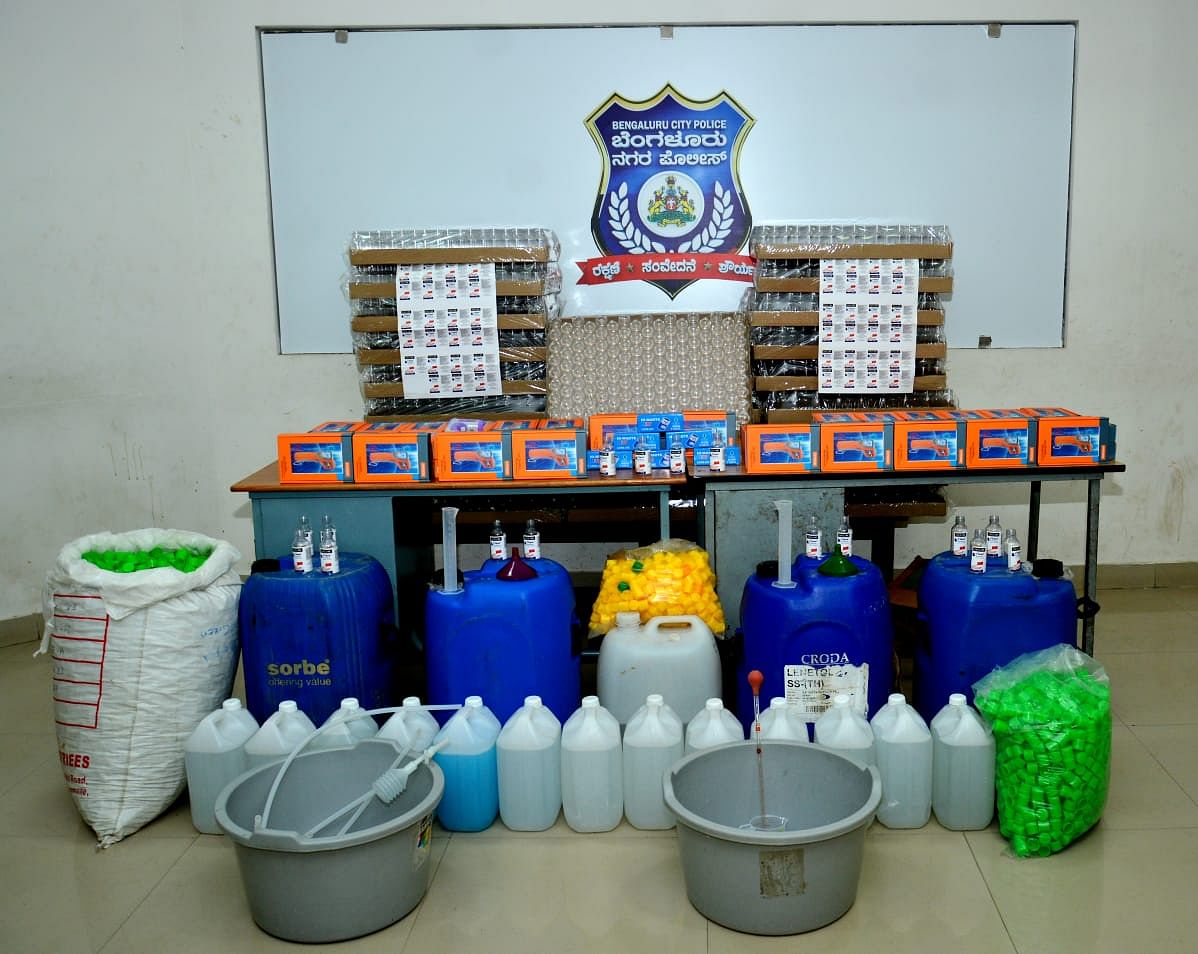 Around 12,000 fake masks, 8,500 bottles of fake hand sanitizers and 70 fake infrared thermometers have been seized.
