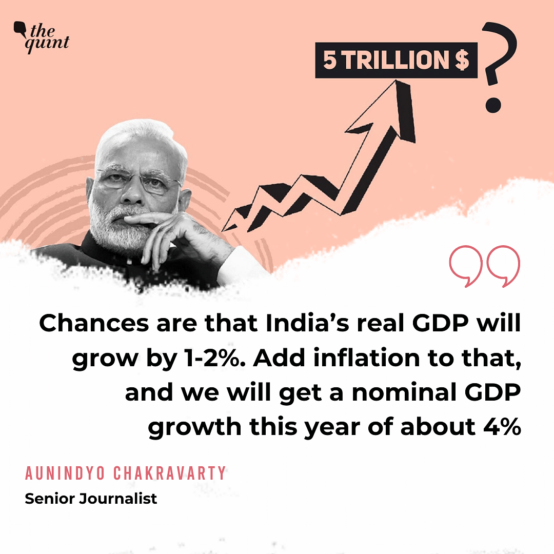 India’s economy will need to grow at nearly 21 percent per year, for three years, to achieve $5 trillion target.