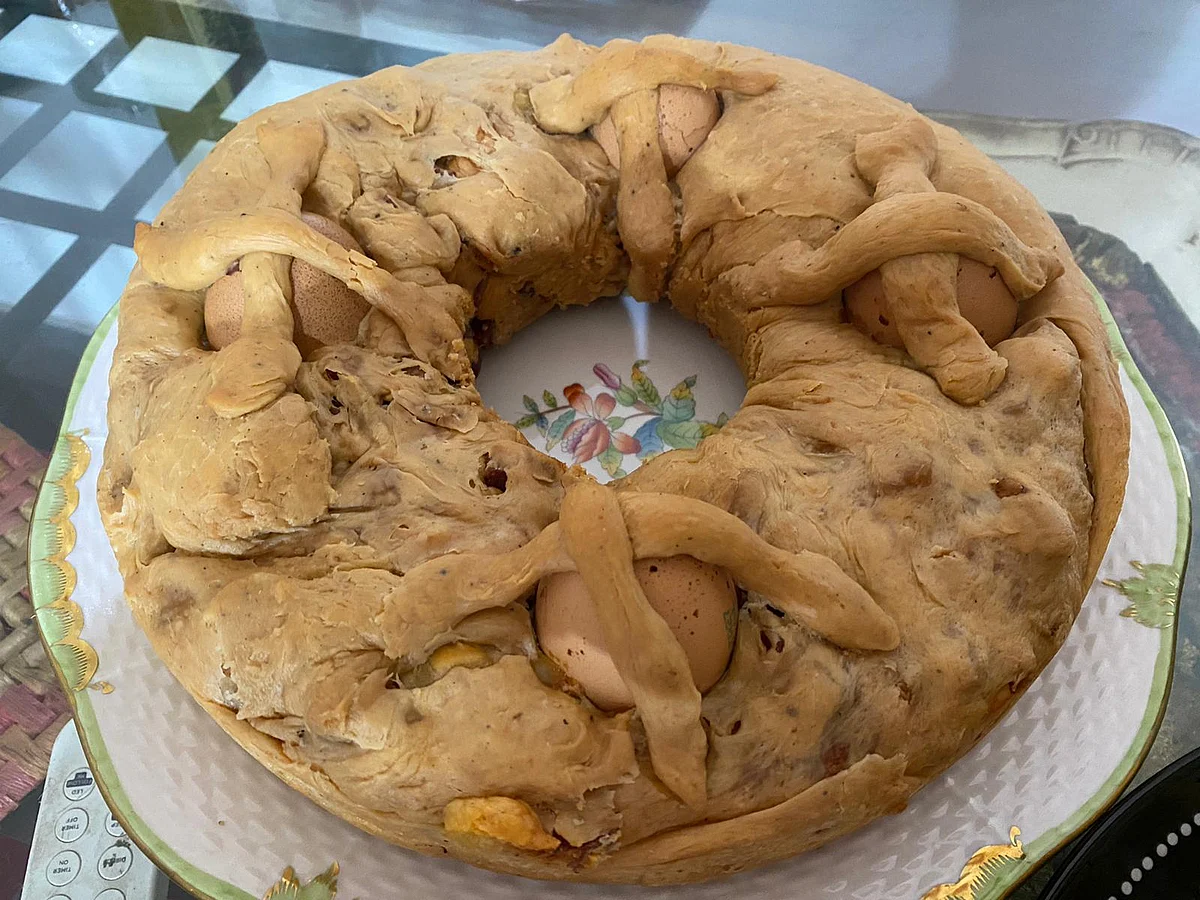 Casatiello, made by the author this Easter.