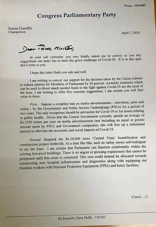 COVID-19 | Stop Foreign Visits, Suspend Central Vista: Sonia to PM