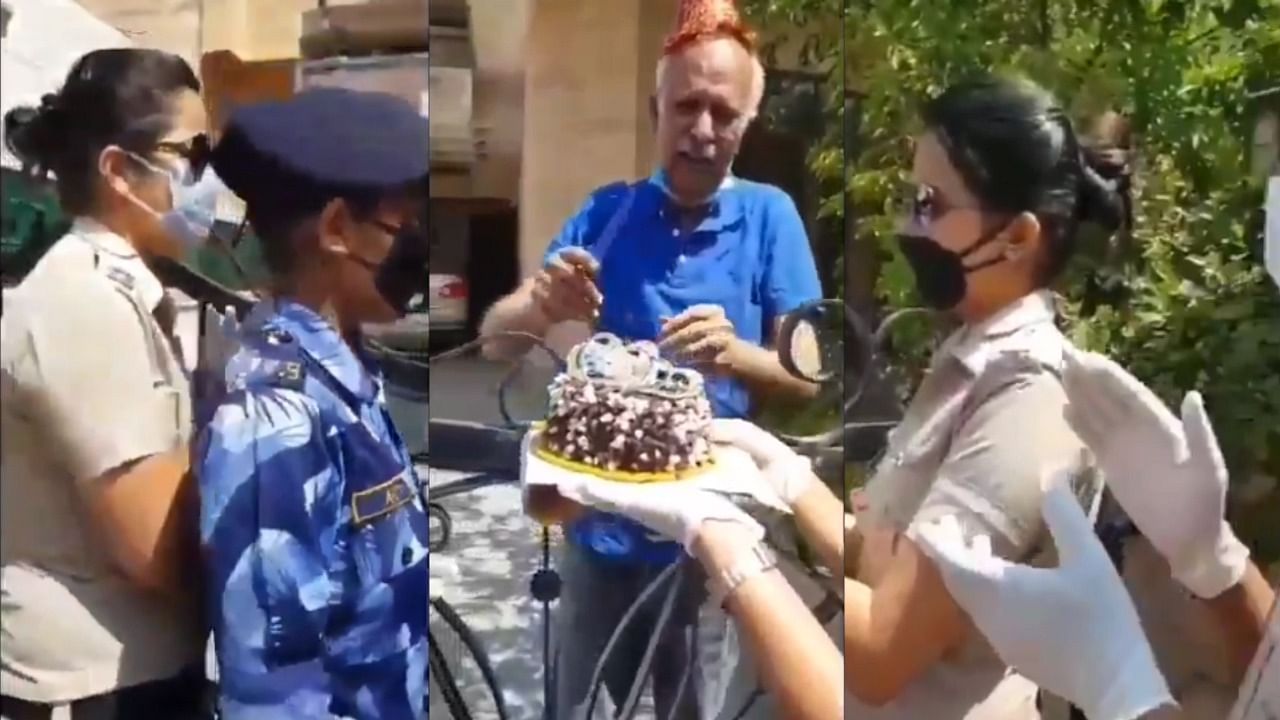 Ex-army veteran gets emotional on getting birthday cake.