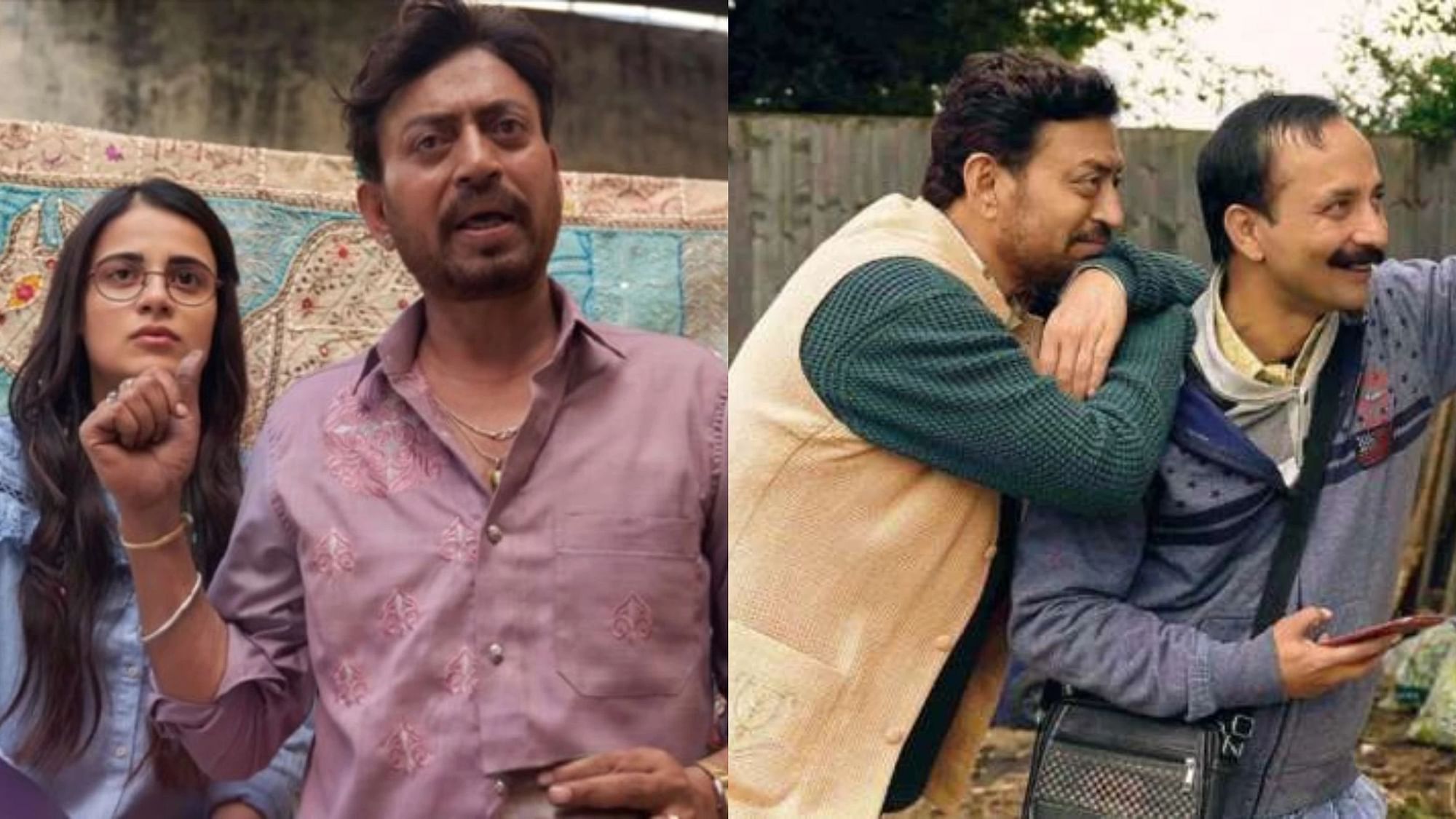 Irrfan Khan with co-stars adhika Madan and Deepak Dobriyal in his last film <i>Angrezi Medium</i>.&nbsp;