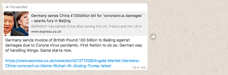 No, Germany Hasn’t Sent a £130 Bn Bill to China for COVID Damages