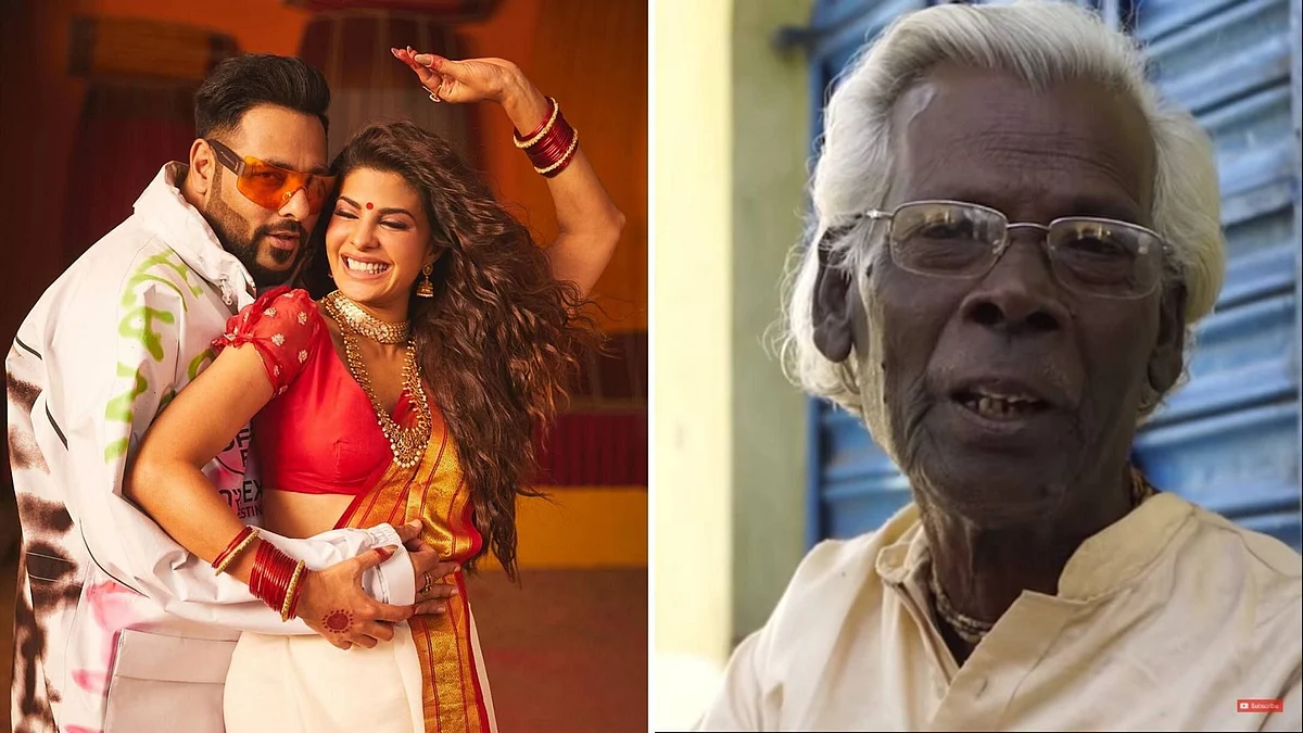 A still from Badshah’s composition ‘Genda Phool’ and Bengali folk singer Ratan Kahar.