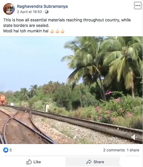 A viral video of a train carrying trucks claims to show how essential goods are being supplied around India.