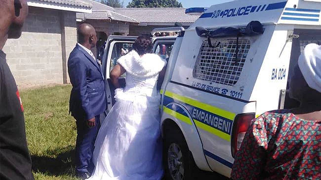 The bride and groom have been arrested.