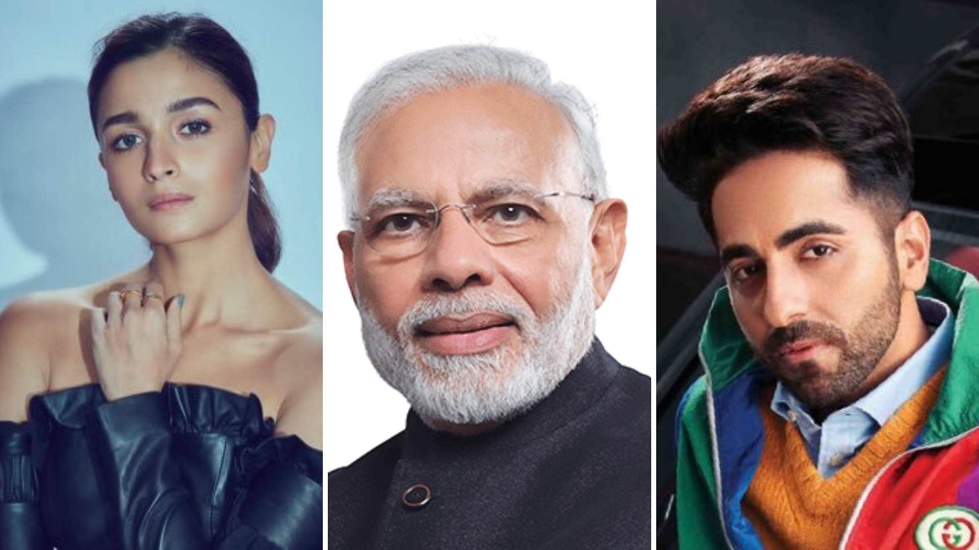 PM Narendra Modi thanked several stars, including Alia Bhatt and Ayushmann Khurrana.