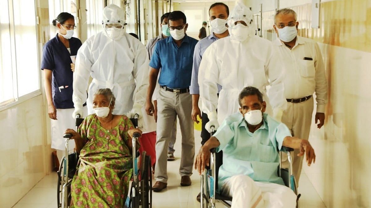 The elderly couple from Kerala discharged after recovering from coronavirus.&nbsp;