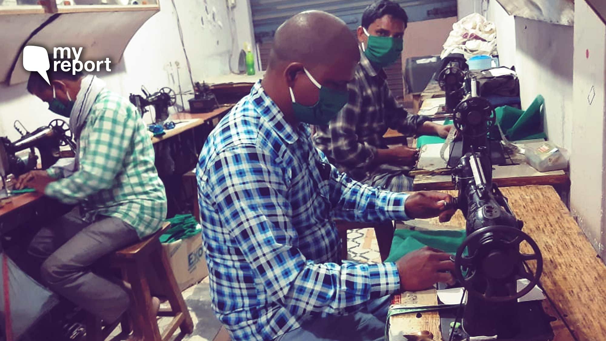 People of Sanjarpur village make and distribute masks among coronavirus outbreak.