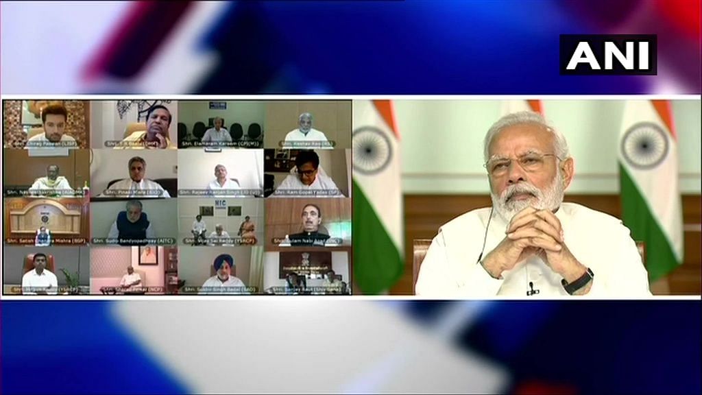 PM Discusses COVID-19 Crisis Over Video With Floor Leaders.